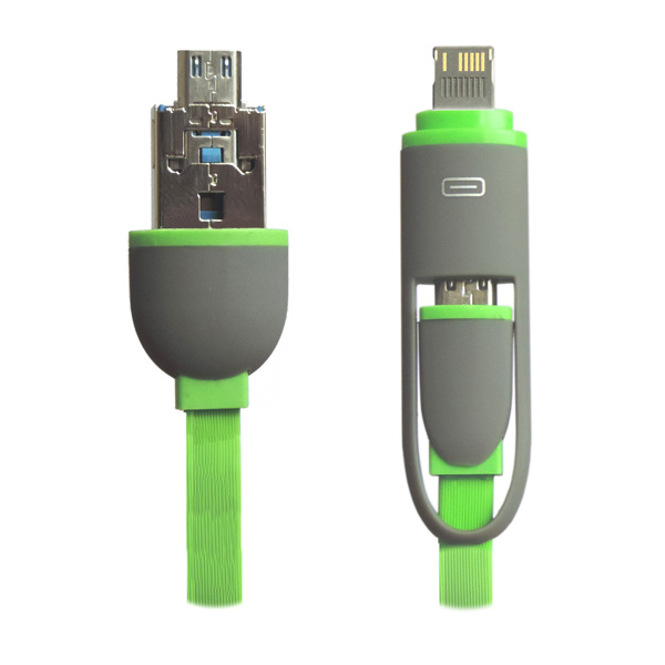 2 Charging port 2 in 1 Flat Combo usb cable WK-JDL002