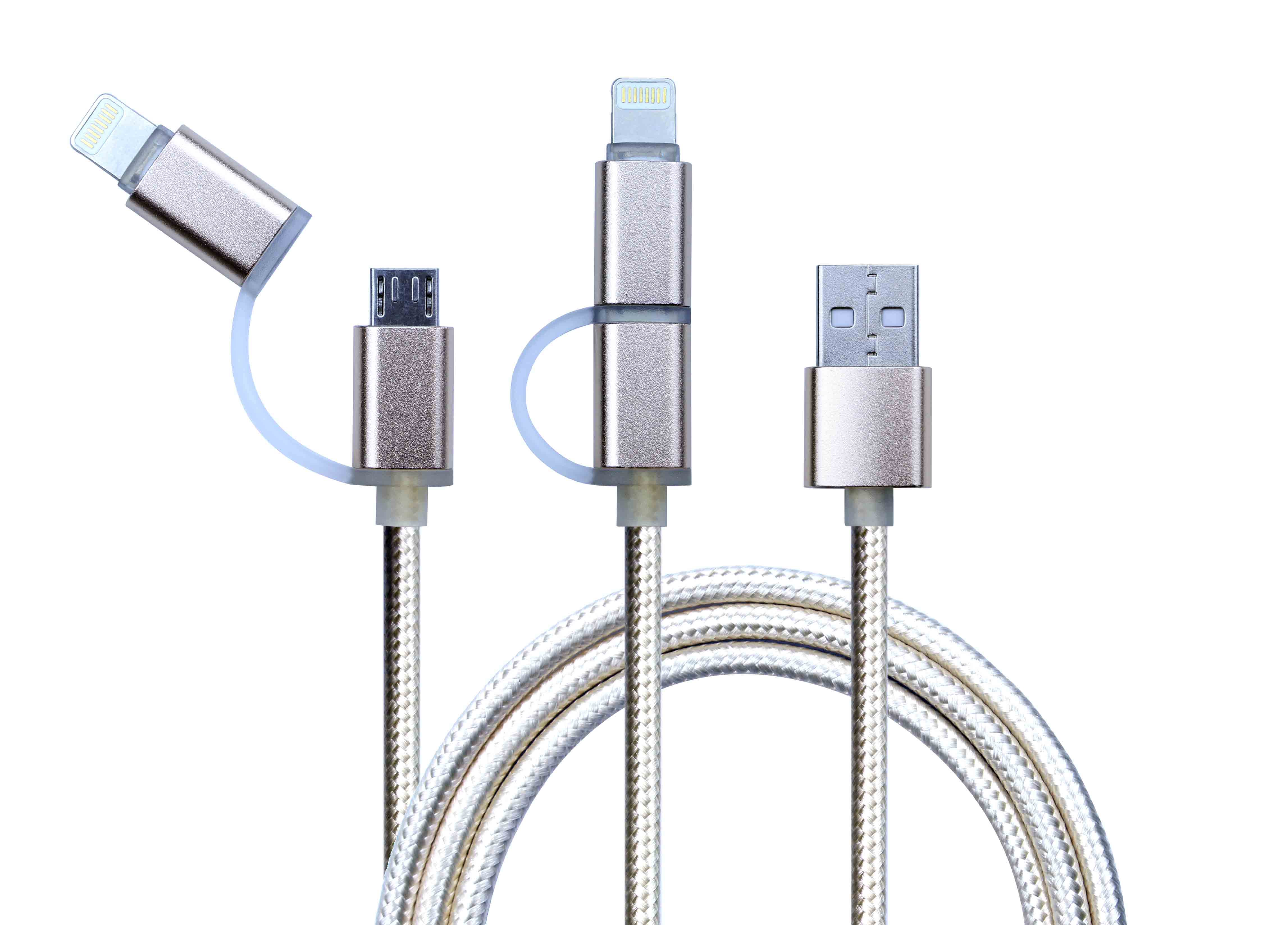 2 in 1 Fabric Alloy usb cable